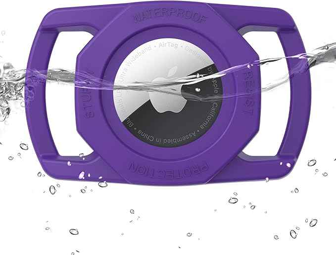 SANKALA Airtag Dog Collar Holder, [1 Pack] Waterproof Airtag Case for Dog Collar, TPU & Silicone Full Body Covered Apple Air Tag Collar Holder Protective Airtag Case for Pet Collar, Dark Purple