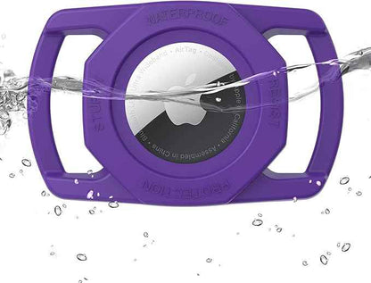 SANKALA Airtag Dog Collar Holder, [1 Pack] Waterproof Airtag Case for Dog Collar, TPU & Silicone Full Body Covered Apple Air Tag Collar Holder Protective Airtag Case for Pet Collar, Dark Purple