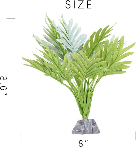 Reptile Terrarium Plants, Bearded Dragon Tank Decor Accessories for Ball Python Leopard Gecko Tree Frog Tarantula Lizard Corn Snake Tortoise Chameleon Crested Gecko - Fake Cycas White