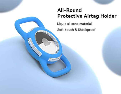Waterproof Airtag Holder for Dog Collar, Soft Full-Body Protective Airtag Holder for Dog & Cat Collars, Ultra-Durable, Easy Installation, Lightweight Clear Airtag Case (Blue, Regular)