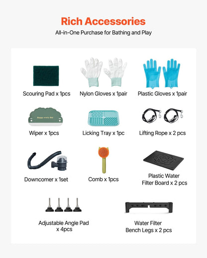 VEVOR Professional 304 Stainless Steel Dog Bathing Station, 61 inch Pet Grooming Tub w/Anti-Slip ramp, Storage Drawer, Cold Hot Faucet Showerhead for Large & Medium & Small (Right Door, with Drawer)