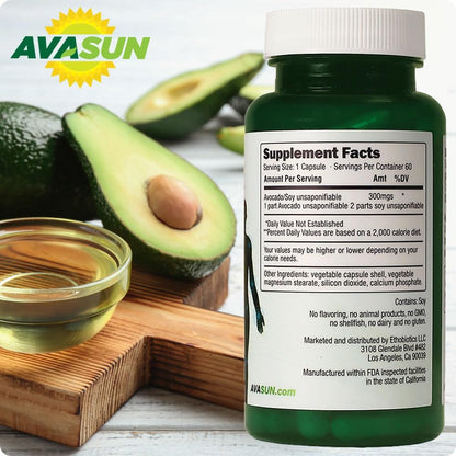 Joint Health Support Supplement, Backed by Science, Avocado Soy Unsaponifiable, 300Mg ASU, Plant Based, Dairy Free, Gluten Free, Non-GMO, 60 Daily Capsules per Bottle (12 Month Supply)