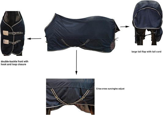 BARN & STABLE Breathable and Tear-Resistant Horse Fly Sheet with UV Protection Equine Summer Sheet Horse Fly Blanket with Removable Web Leg Straps