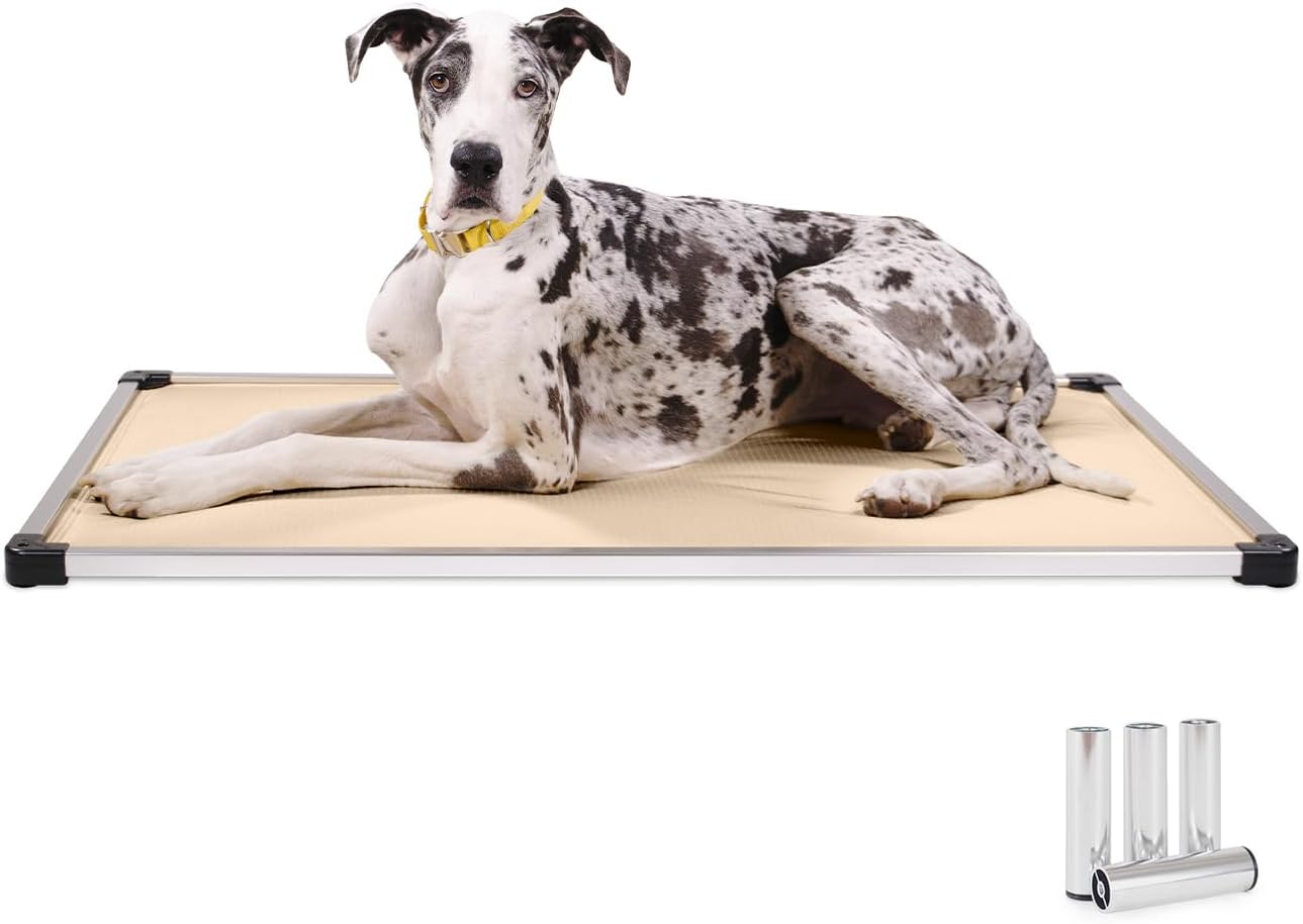 K9 Ballistics Chew Proof Armored Padded Dog Crate Bed, Virtually Indestructible, Legs Included (Sandstone, XX-Large (50" L x 33" W x 8" H))