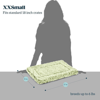 Stoutwool Indestructible Dog Bed - Fluffy Chew Proof Dog Crate Pad - Tough Kennel Pad for Aggressive Chewers - Washable, Ideal for Toy Breeds & Fits 18-Inch Crate - 17"x11", Gleam