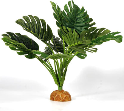 Fake Monstera Plants, Reptile Terrarium Decor, Bearded Dragon Tank Accessories fit Crested Gecko Leopard Lizard Chameleon Ball Python Snake Frog