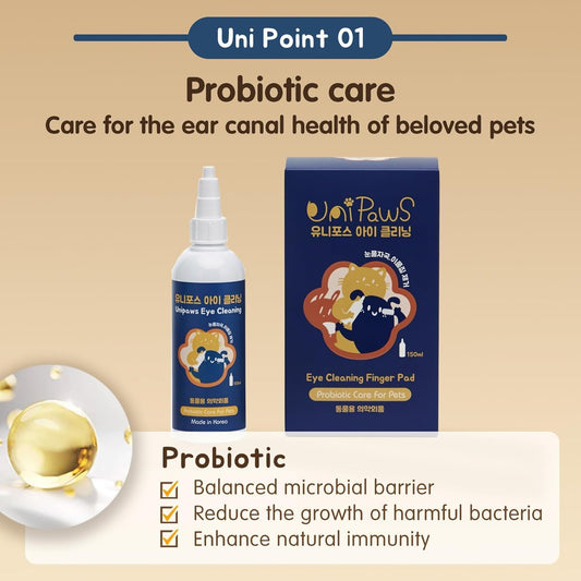 UNIPAWS Pet Tear Stain Remover & Eye Area Cleaner – Vet-Recommended Grooming Solution for Dogs & Cats – Reduces Stains, Comforts Watery, Itchy Eyes – Probiotic & Plant-Based Formula, 5.1 fl oz