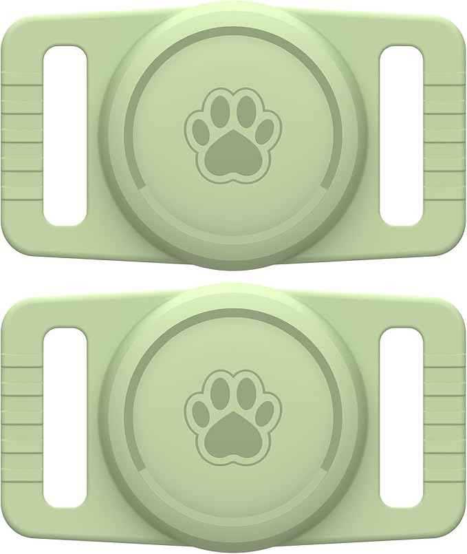 for Airtag Dog Collar Holder 2 Pack,Waterproof Dog Collar Holder for Apple AirTag(Gen 1 & 2),Silicone Air Tags Case for Dog Collars(Light Green)