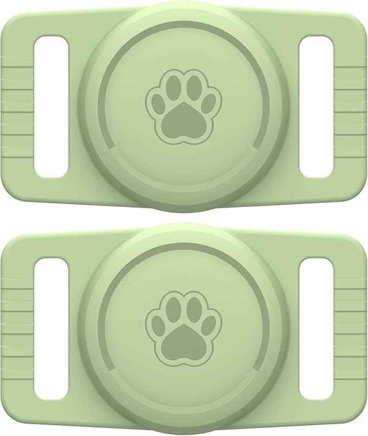 for Airtag Dog Collar Holder 2 Pack,Waterproof Dog Collar Holder for Apple AirTag(Gen 1 & 2),Silicone Air Tags Case for Dog Collars(Light Green)