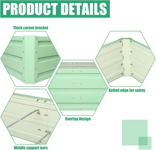 SnugNiture Galvanized Raised Garden Bed 6x3x1FT Outdoor Large Metal Planter Box Steel Kit for Planting Vegetables, Flowers