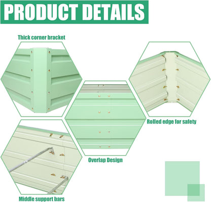 SnugNiture Galvanized Raised Garden Bed 6x3x1FT Outdoor Large Metal Planter Box Steel Kit for Planting Vegetables, Flowers