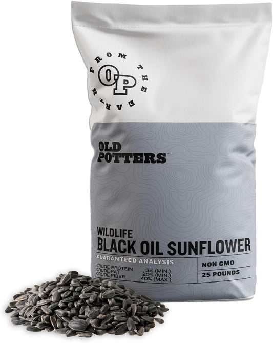 Wildlife Black Oil Sunflower Seeds for Birds and Wildlife, Non-GMO & USA Grown on Small Farms (25 lbs)
