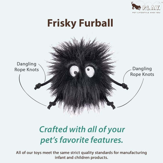 P.L.A.Y. Cute Plush Cat Toys - Feline Frenzy Animal Critter Themed Catnip Filled Toy, Great for Adult Cats and Kittens - Machine Washable, Recycled Materials, Crinkles, Rope Knots (Frisky Furball)