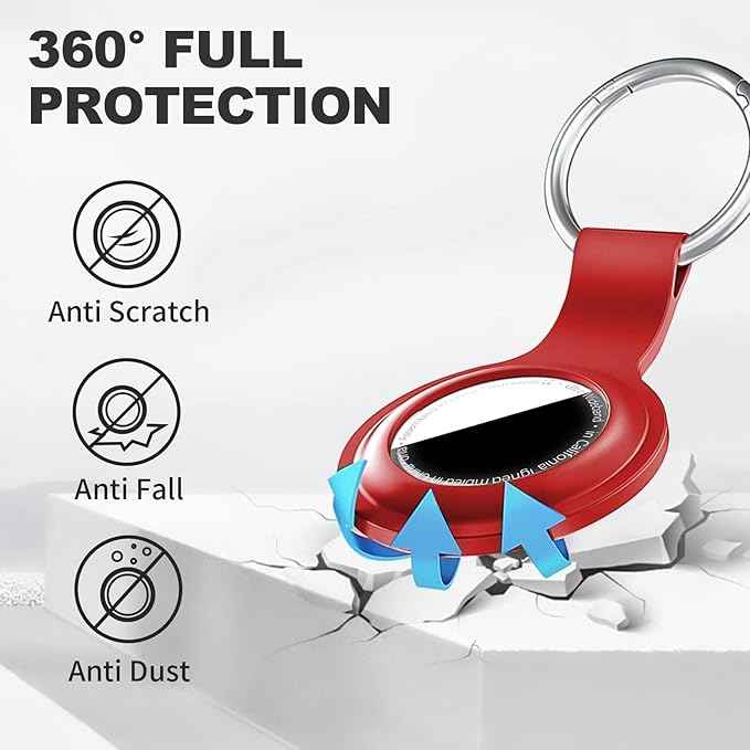 Compatible with AirTag Case Keychain for Air Tag Holder Silicone for AirTags Key Ring Cases Tags Chain for Apple for AirTag GPS Item Finders Accessories，Red