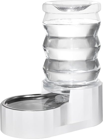 RIZZARI Automatic 7L Pet Waterer,Gravity Stainless Steel Water Dispenser, 100% BPA-Free, Large Capacity Water Feeder for Cats and Medium and Large-Sized Dogs (White,7L)