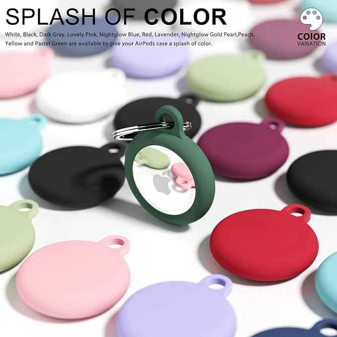 oakxco for Airtag Keychain Silicone, Airtag Holder with Key Ring, Air Tag Cover Cute Accessories for Kids, Luggage, Car Dog Collar, Car, Compatible with Apple Airtag Case Waterproof, Dark Green