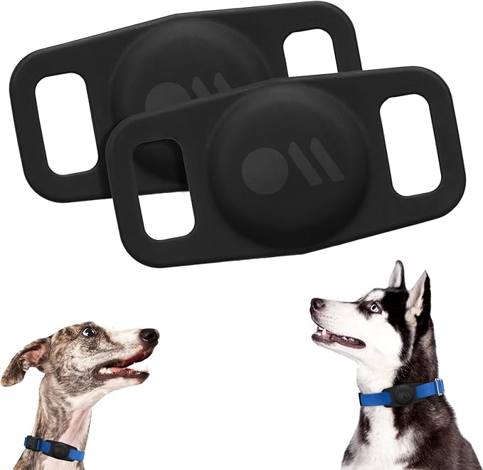 Case-Mate 2 Pack Airtag Dog Collar Holder - Durable, Water Resistant, Lightweight, and Protective Airtag Holder Tag - Easy to Insert Pet Collar Air Tag Loop - Compatible with Cat/Dog Collars - Black