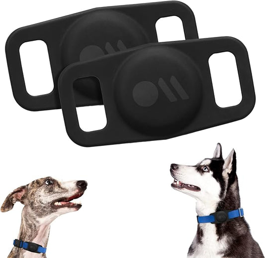 Case-Mate 2 Pack Airtag Dog Collar Holder - Durable, Water Resistant, Lightweight, and Protective Airtag Holder Tag - Easy to Insert Pet Collar Air Tag Loop - Compatible with Cat/Dog Collars - Black