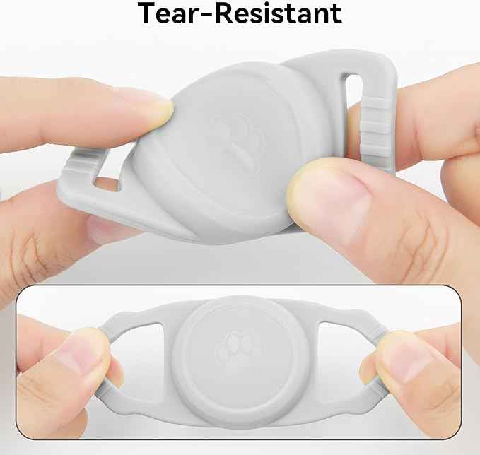 for Airtag Dog Collar Holder 2 Pack,Waterproof Dog Collar Holder for Apple AirTag(Gen 1 & 2),Silicone Air Tags Case for Dog Collars(Light Gray)