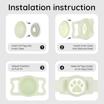 for Airtag Dog Collar Holder, Dog Airtag Holder Waterproof, Lightweight & Soft Silicone Air Tag Case for Pet Collars, Works with Multiple Tracker Tag Products (Luminous, 1 Pack)