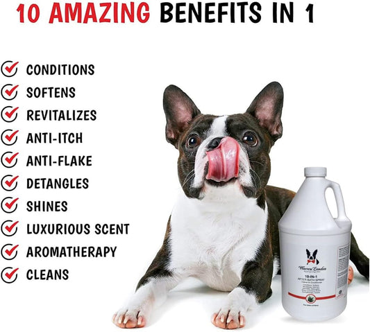 Warren London 10-in-1 After Bath Dog Spray | Dog Leave in Conditioner and Detangler | Pet Grooming Spray with Aloe Vera, Silk Amino Acids and Green Tea Extract | Made in USA | 1gal