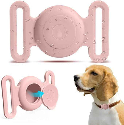 Dog Safety Pendant, Collar Holder for AirTag 2nd & 1st Gen, Pet Tracker Accessory for Dog GPS Tracking, Durable Silicone, Waterproof & Shock-Resistant, Anti-Scratch Anti-Loss (Pink, Large)