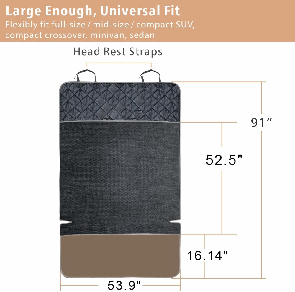 F-color SUV Cargo Liner for Dogs, Water Resistant Pet Cargo Cover Dog Seat Cover Mat for SUVs Sedans Vans with Bumper Flap Protector, Non-Slip, Large Size Universal Fit, Brown - Pawvie