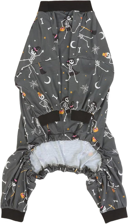 HDE Dog Pajamas One Piece Jumpsuit Lightweight Dog PJs Shirt for M-3XL Dogs Skeleton Bones - S