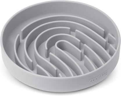 Coomazy Large Silicone Slow Feeder Dog Bowls, Interactive Puzzle Toy for Pets Food Training, Keeps Dogs Busy, Prevents Puppy Overeating (Smoke Gray, Large: 3.2Cup)