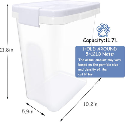 2 Pcs Cat Litter Storage Container with Airtight Lid Cat Litter Storage Bin with Spout Sealable Heavy Duty Bucket