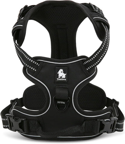 TRUE LOVE Truelove Adjustable No-Pull Dog Harness Reflective Pup Vest Harnesses Comfortable Control Brilliant Colors TLH5651(Black,S)