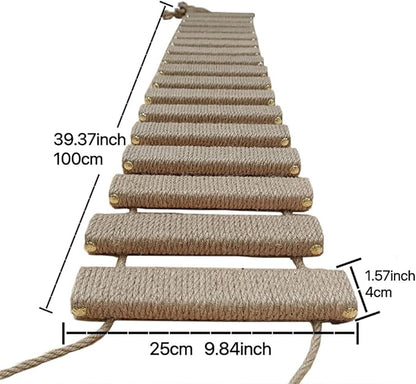 Cat Bridge & Climbing Frame - Sisal Rope Ladder & Scratcher Post for Cat Cage & Tree Tower