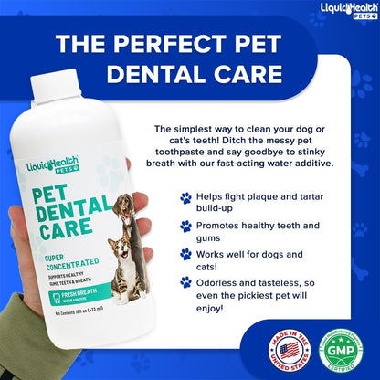 LIQUIDHEALTH Pet Dental Care Water Additive for Dogs & Cats - Fast Acting Pet Bad Breath Freshener, Dog Mouth Wash, Animal Oral Dental Rinse, Plaque & Tartar Teeth Cleaning Solution (2-Pack)