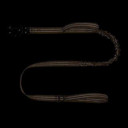 ICEFANG Tactical Dog Leash,K9 Training Walking Bungee Lead with 2 Control Handle,Heavy Duty Quick Release Metal Clasp,Hands Free D-Ring for Medium Large Dogs (6ft,Reflective Brown)