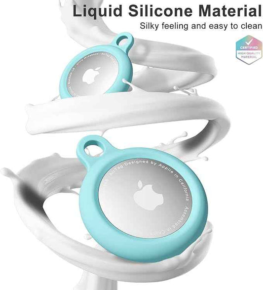 oakxco for Airtag Keychain Silicone, Airtag Holder with Key Ring, Air Tag Cover Cute Accessories for Kids, Luggage, Car Dog Collar, Car, Compatible with Apple Airtag Case Waterproof Tracker, Teal