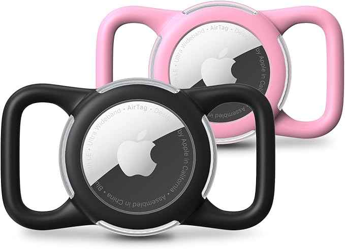 Waterproof Airtag Dog Collar Holder, Silicone & ABS Airtag Holder for Dog & Cat Collars, Ultra-Durable, Lightweight and Protective Airtag Case (Black & Pink, Regular)