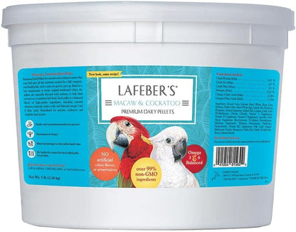 LAFEBER'S Premium Daily Diet Pellets Pet Bird Food, Made with Non-GMO and Human-Grade Ingredients, for Macaws and Cockatoos, 5 lb