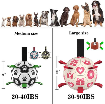 QDAN Pink Dog Toys Soccer Ball with Straps, Interactive Tug of War Toy, Puppy Birthday Gifts, Water Toy, Durable Dog Balls for Medium Large, Valentines Gift (8 Inch)