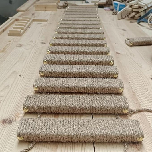 Cat Bridge & Climbing Frame - Sisal Rope Ladder & Scratcher Post for Cat Cage & Tree Tower