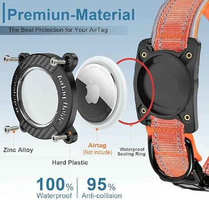 Upgraded AirTag Dog Collar, IP68 Waterproof Dog Collar with Apple Air Tag Holder, Reflective Adjustable Heavy Duty Dog Collars with Soft Padded for Small, Medium and Large Dogs,Orange, XL