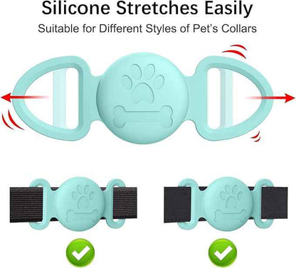 2 Pack Case for Airtag Dog Cat Collar Holder, Soft Silicone Anti-Lost Waterproof Protective Case Compatible with Apple Airtag, for Pet Dog Cat Collars Holder