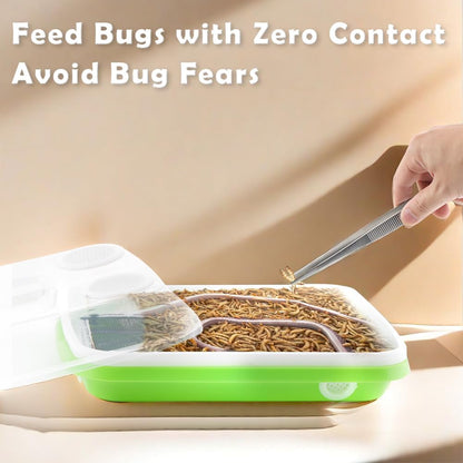 1 Pack Mealworms Breeding Kit Mealworms Keeper with 2 Pcs Insect Stainless Steel Tweezers to Breed Live Worms for Reptile Bearded Dragon Leopard Gecko Lizard Frog Bird Chicken