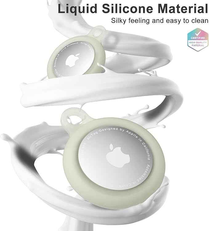 oakxco for Airtag Keychain Silicone, Airtag Holder with Key Ring, Air Tag Cover Cute Accessories for Kids, Luggage, Car Dog Collar, Car, Compatible with Apple Airtag Case, Glow in Dark Green