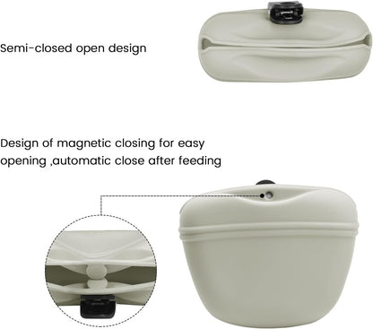 AUDWUD Silicone Dog Treat Pouch,Clip on Portable Training Container,Convenient Magnetic Buckle Closing and Waist Clip,No BPA