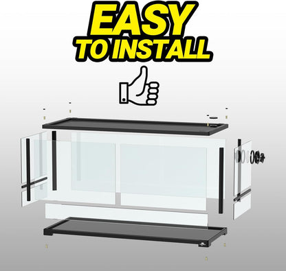 Double Stacked Reptile Tank, 30" x 12" x 32" Tall Reptiles Terrarium, Front Opening, Full Vision, Knock Down, 2 Pack 20 Gallon Glass Cage for Reptile, Bearded Dragon, Lizard, Snake, Gecko