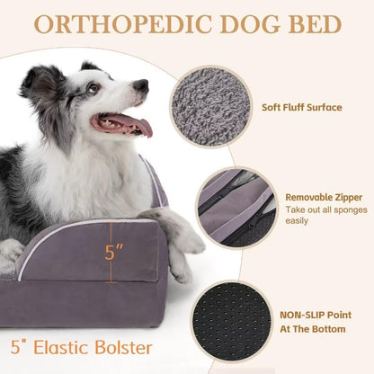 Comfort Expression Jumbo Dog Bed for Extra Large Dogs, Large Breed Waterproof Orthopedic Dog Bed, PV Washable Dogs Sofa Beds with Removable Cover & Non-Slip Bottom(Jumbo,Purple)