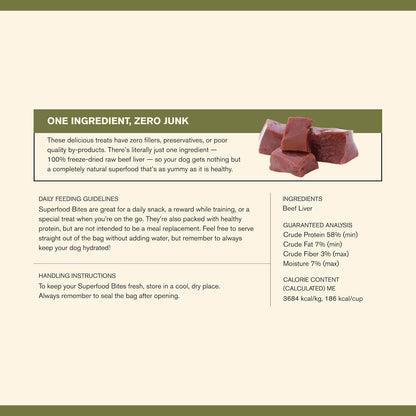 BADLANDS RANCH - Superfood Bite, Freeze-Dried Raw Dog Treats - Protein Rich, Train & Reward, Traceable Single Ingredient by Katherine Heigl (4 Ounce (Pack of 4) Beef Liver)
