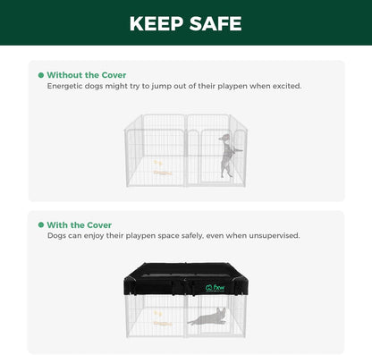 FXW Homeplus Unleashed Indoor Dog Playpen - Stress-Free and Safe Play, Heavy Duty 24 Inch 8 Wire Panels with Playpen Cover for Puppy and Small Dogs, Black│Patented