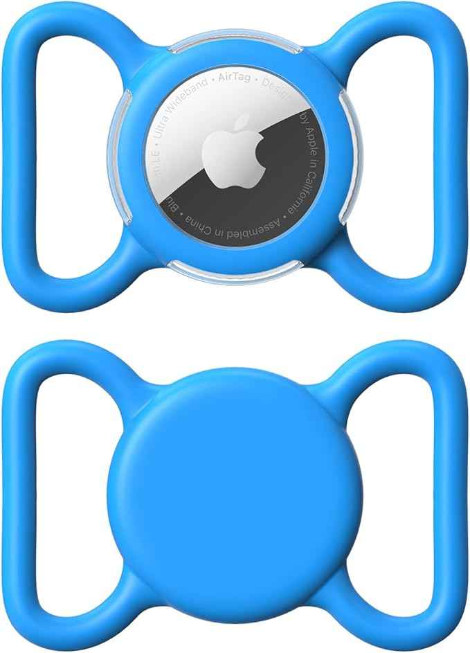 Waterproof Airtag Holder for Dog Collar, Soft Full-Body Protective Airtag Holder for Dog & Cat Collars, Ultra-Durable, Easy Installation, Lightweight Clear Airtag Case (Blue, Large)