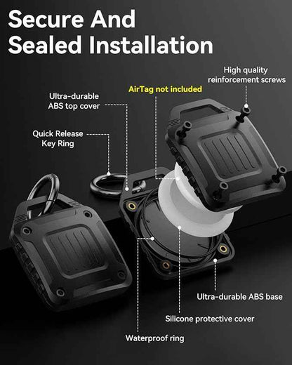 DDJ 4-Pack IPX8 Waterproof for AirTag Holder Case Keychain, Screw Lock - Rugged Case for Apple AirTags 1st & 2nd Generation with Key Ring, Durable Air TagHolder for Dog Collar/Luggage/Key/Backpack